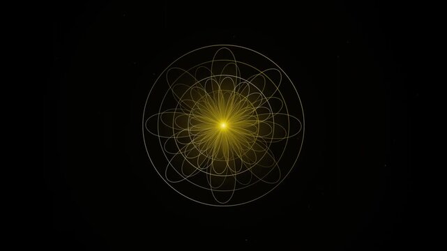 Golden Sacred Geometry Spirograph Line Animation Abstract Loop Background