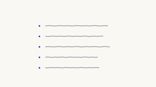Blue Dot Bullets Appearing Along Wavy Placeholder Lines