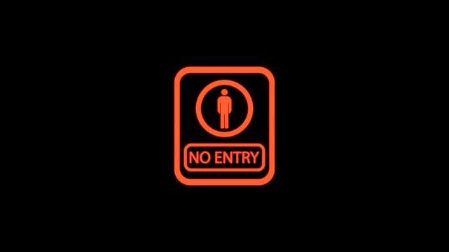 Glowing No Entry Pedestrian Sign Animation with Alternating Red and Yellow Lights