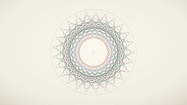 Dashed Spirograph Rosette Drawing Itself on Cream Paper