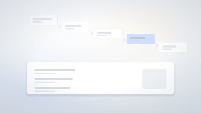 Animated Step Flow of Placeholder Cards Advancing Right