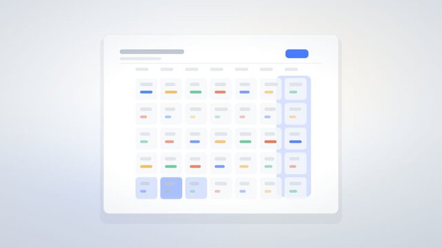 Animated Calendar Interface With Moving Highlight Column