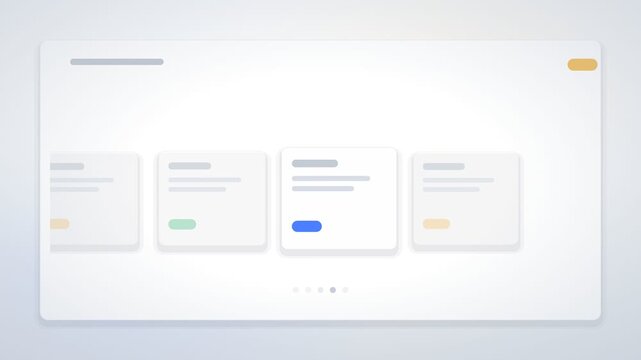 Five Placeholder Cards Slide Across a Minimal Carousel UI