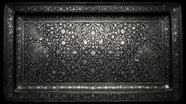 Exquisite Traditional Indian Bidriware Craftsmanship with Intricate Silver Inlay Metalwork and Floral Arabesque Patterns