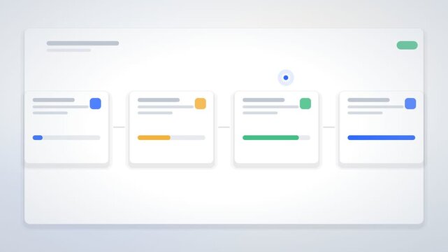 Marker Gliding Over Four Wireframe Cards as Bars Fill