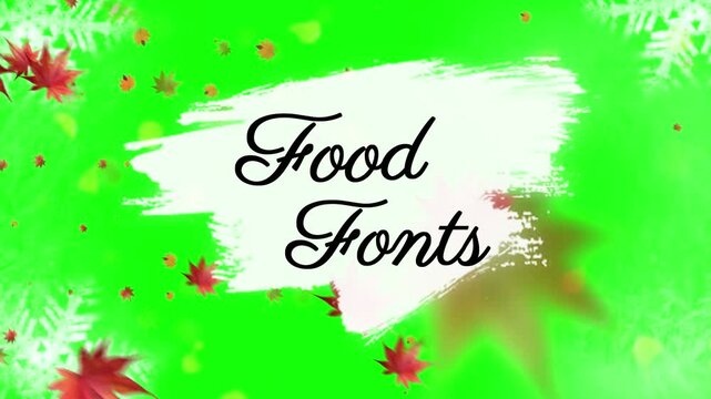 Elegant cursive food fonts design with green leafy background for branding and menu layouts