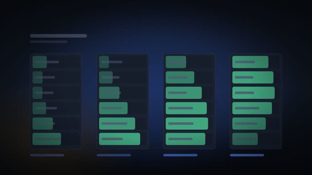 Pulsing Green Bars in Four Column Skeleton Loading Screen