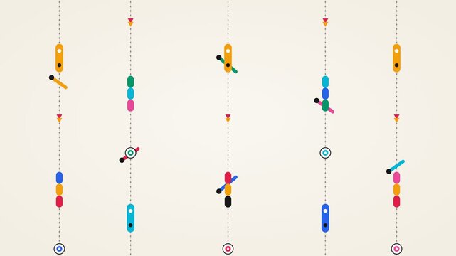 Colorful Keyframe Handles Sliding Along Vertical Dotted Guides