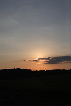Amazing panoramic sunrise or sunset sky with colorful clouds. Gradient color. Sky texture, abstract nature background