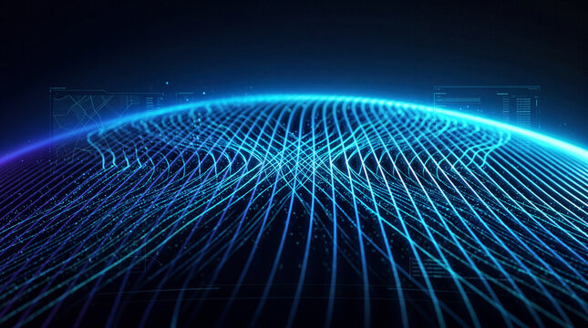Abstract Digital Network Connecting Global Data in Cyberspace