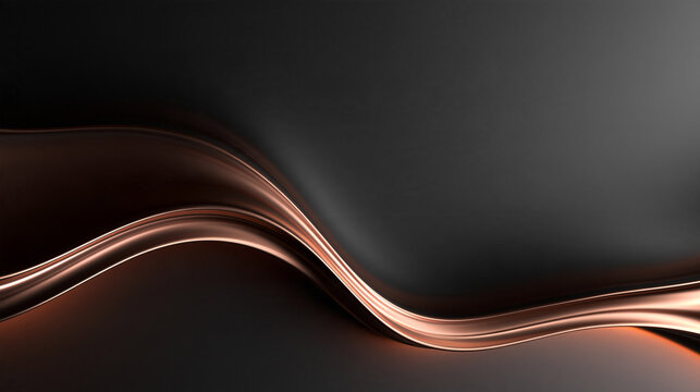 Abstract Rose Gold Metallic Wave on Dark Background