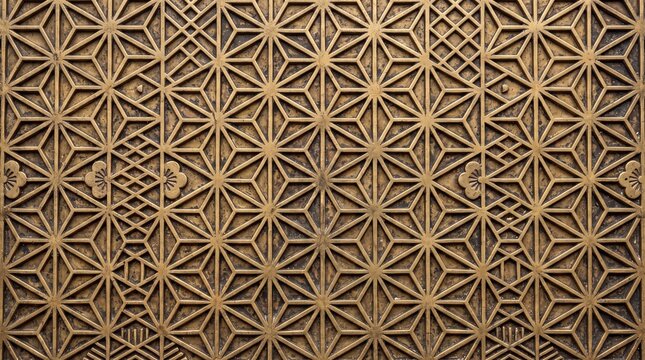 Traditional Japanese Kumiko Geometric Lattice Pattern Background