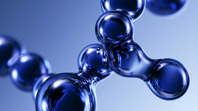 Blue Molecular Structure Concept for Science and Skincare