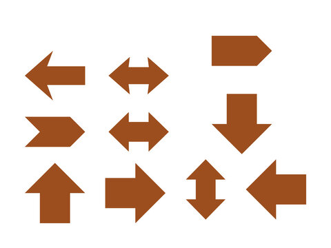Set of rust orange directional arrow and pointer icons