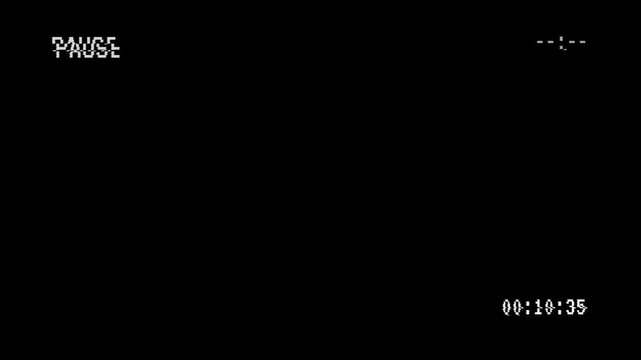 Old VHS Pause Screen Overlay with Static Interference, Timecode and Retro Video Noise