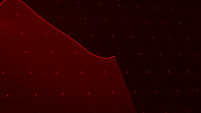 Display stock market crash red line chart, financial crisis, economic recession, bearish market trend, and investment loss concept