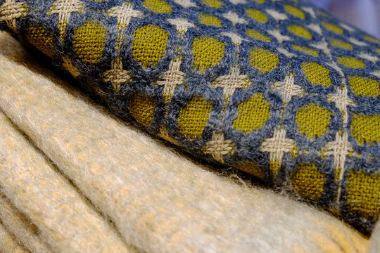Folded Patterned Fabric With Wool Textile