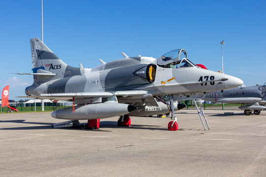 McDonnell Douglas A-4N Skyhawk operated by Top Aces as an aggressor and adversary aircraft for tactical training and combat support.
