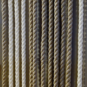 Vertical twisted rope cords close-up