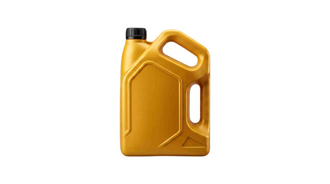 Yellow Plastic Engine Motor Oil Canister Jug Cutout Isolated on Transparent Background