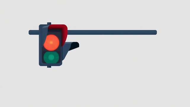 Horizontal Traffic Light with Red Stop Light and LED Display Isolated on White Background