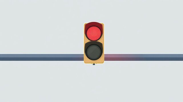 Horizontal Traffic Light with Red Stop Light and LED Display Isolated on White Background