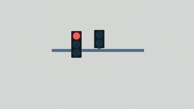 Horizontal Traffic Light with Red Stop Light and LED Display Isolated on White Background