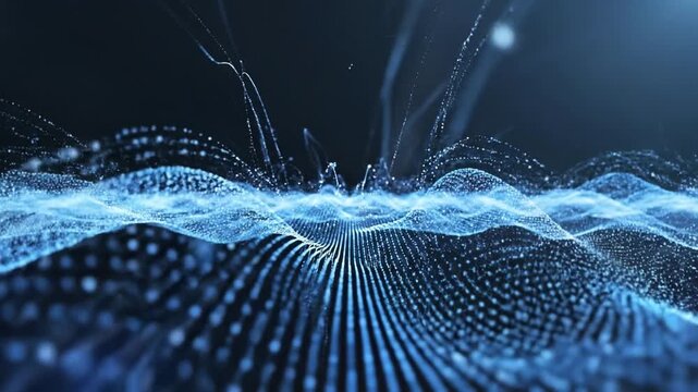 Abstract wave digital particles gif for technology background