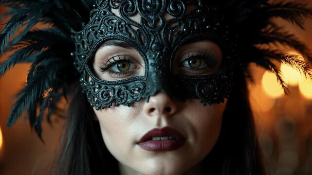 Geheimnisvolle Maskerade: Elegante Sch&ouml;nheit im Kerzenschein