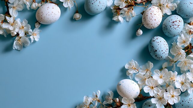 Easter eggs and spring flowers