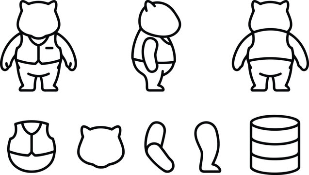 Faceless Character Rigging Set with Model Sheet and Sprite Sheet for 2d Animation Vector Illustration