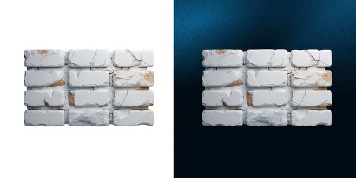 White painted brick wall texture piece with weathered aesthetic details.