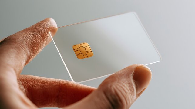 Transparent credit card with gold chip