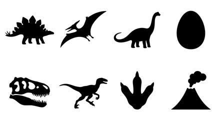 Obraz premium Dinosaur Silhouettes Collection: Prehistoric Icons for Kids, Education, and Jurassic Themes