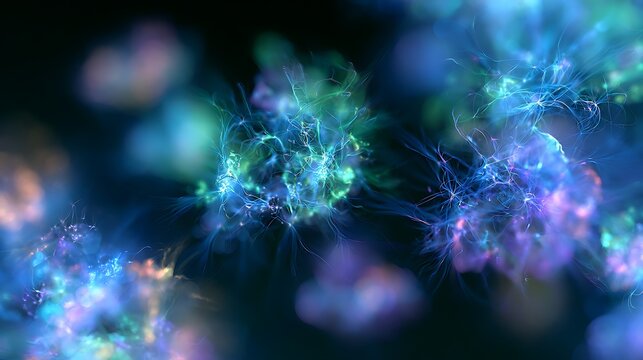 Abstract glowing neural network and synapse connections