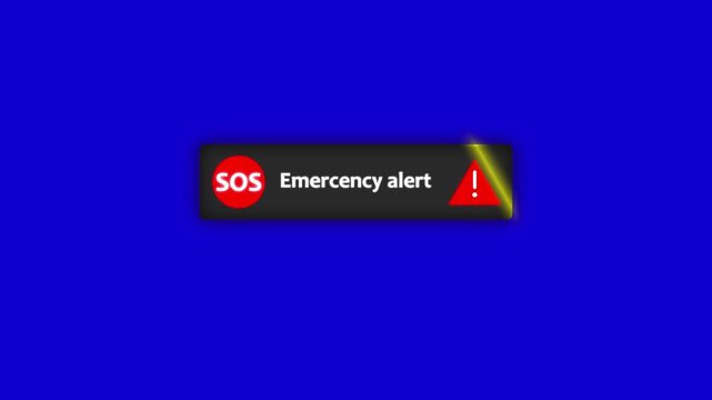 SOS Emergency Alert Notification Banner Animation with Chroma Key Blue Screen