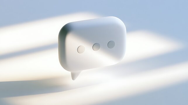 Minimalist white chat bubble icon 3d render