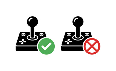 Minimalist joystick icon with correct and incorrect checkmark and cross symbols © Png Art