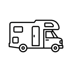Fototapeta premium Motorhome camper van line art icon vector