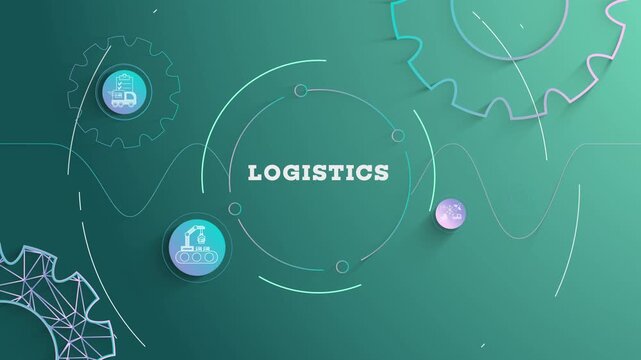 Infographic Logistics Typography with Business Icons, Tech Elements Abstract Background