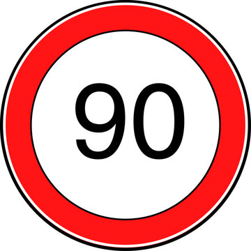 Speed Limit 90 kmh Sign