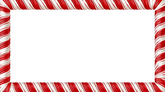 Candy cane christmas frame isolated on white background