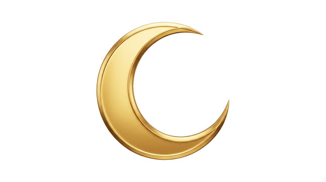 A stylized golden crescent moon icon, symbolizing night, celestial bodies, and the ethereal beauty of the night sky, perfect for various graphic design projects