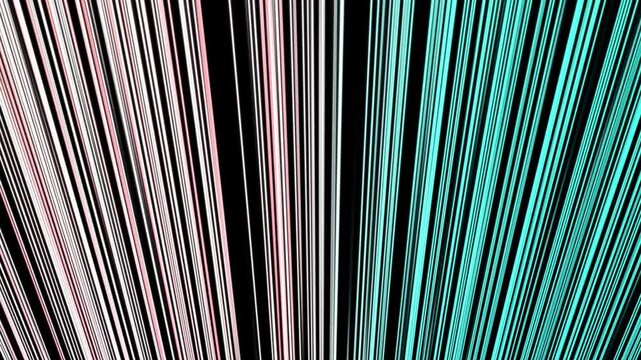 Abstract Background Featuring A Dynamic Pattern Of Vertical Parallel Lines In Vibrant Pink And Cyan Blue Hues Radiating From A Central Point Against A Deep Black Backdrop Creating A Modern Digital Mot