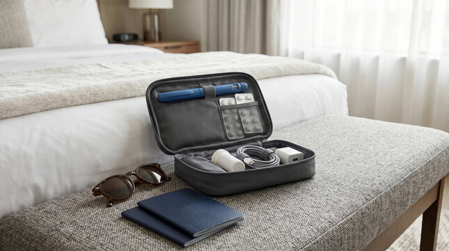 Weight loss injection pen packed for travel