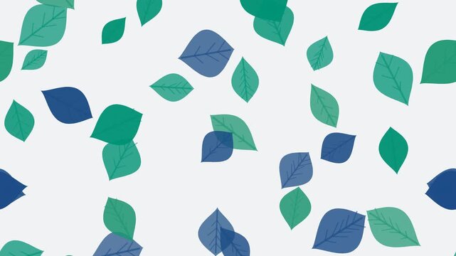 Fond anim&eacute; de feuilles tombantes sarcelle en boucle sans couture