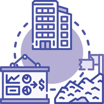 Defining business goals concept. Benchmarking milestones, alignment mission, revenue profit icon vector illustration