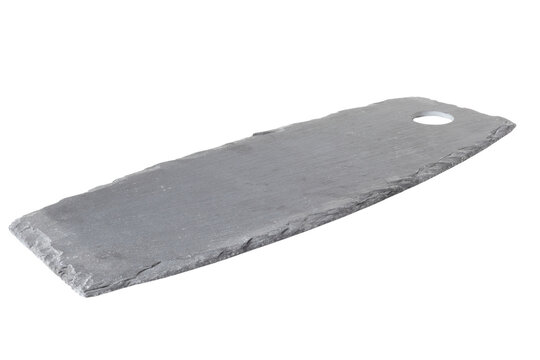 dark gray slate serving board with handle hole for food design, png, isolated on transparent background