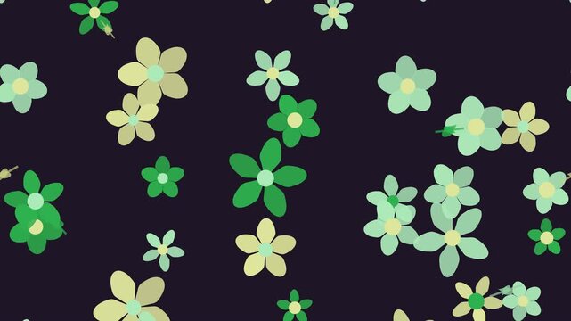 Fond anim&eacute; de petites fleurs &eacute;parses vert en boucle sans couture