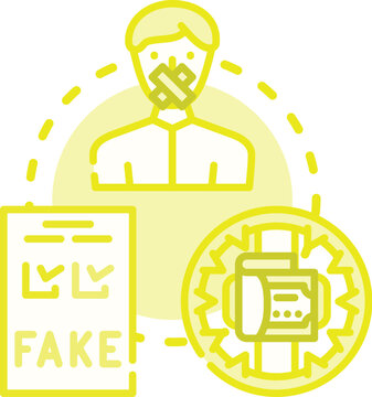 Fake goods concept. Bogus unlawful, sham imitation, substitute forgery icon vector illustration